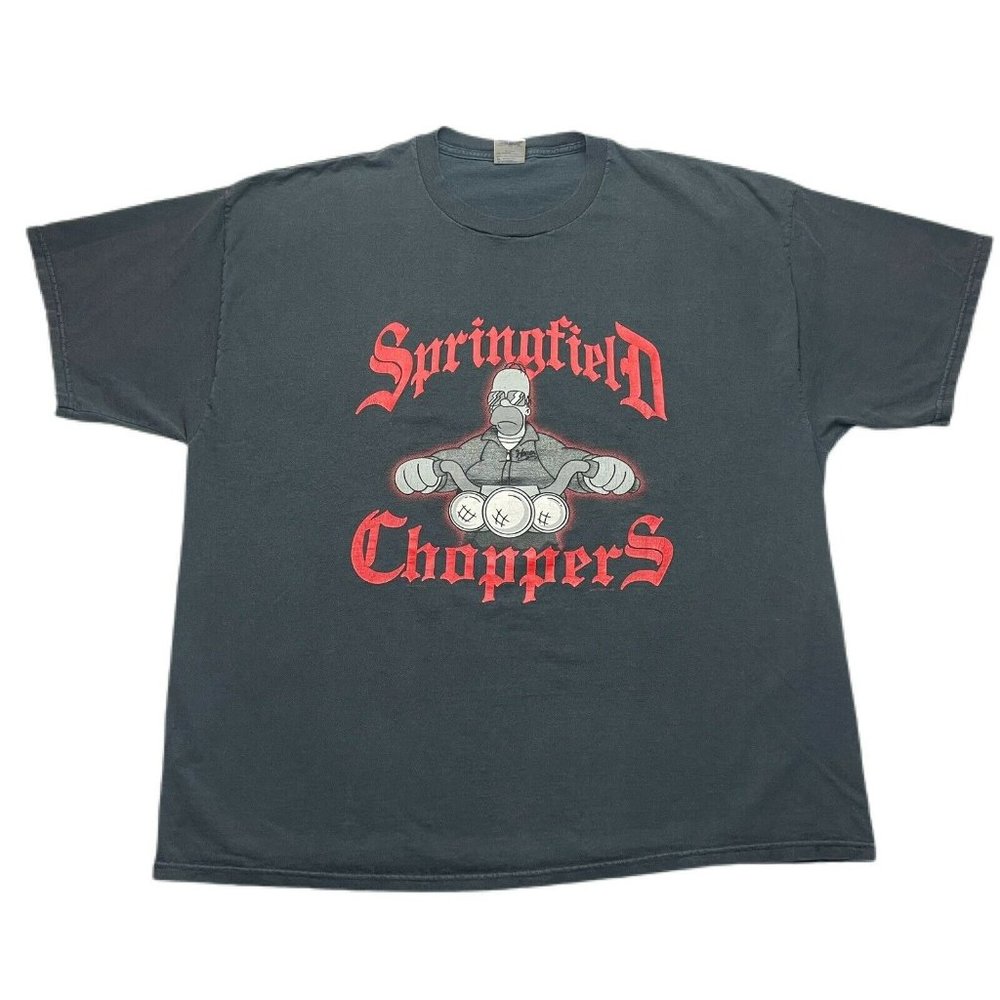 Vintage Y2K The Simpson’s Homer Sprinfield Chopper T-Shirt Biker Tee Size 2XL